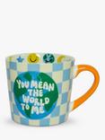 Eleanor Bowmer 'You Mean the World to Me' Mug, 300ml, Blue/Green