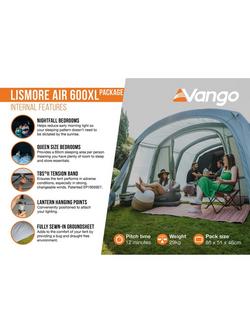 Vango Lismore Air 600XL Inflatable 6-Person Tent - view 2, Mineral Green