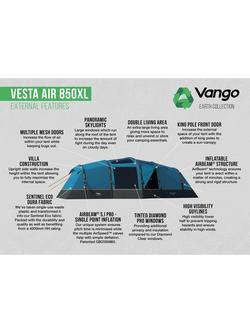 Vango Vesta Air 850XL Package 8-Man Tent, Moroccan Blue - view 2, Moroccan Blue
