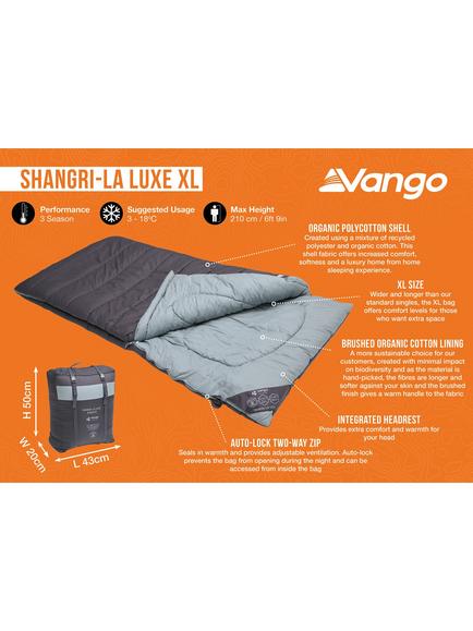 Vango Shangri-La Luxe XL Single Sleeping Bag, Shadow Grey - view 2, Shadow Grey
