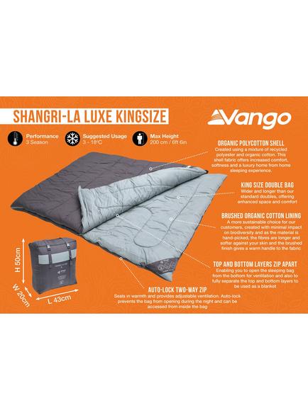 Vango Shangri-La Luxe King Size Sleeping Bag, Shadow Grey - view 2, Shadow Grey