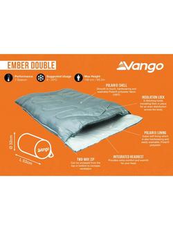 Vango Ember Double Sleeping Bag - view 2, Mineral Green