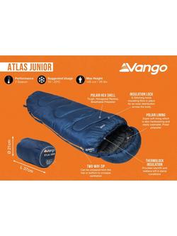 Vango Atlas Junior Single Sleeping Bag - view 2, Ink Blue