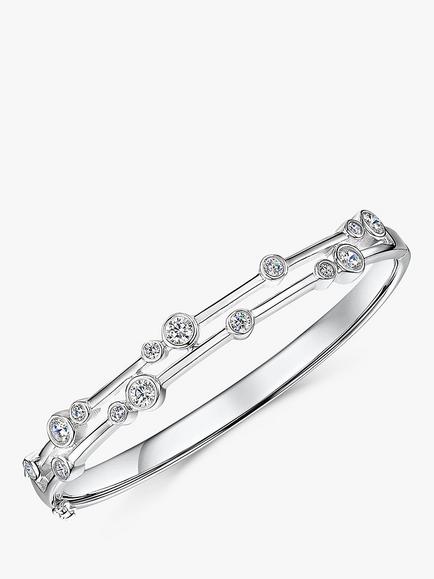 Jools by Jenny Brown Cubic Zirconia Bubble Double Row Bangle, Silver