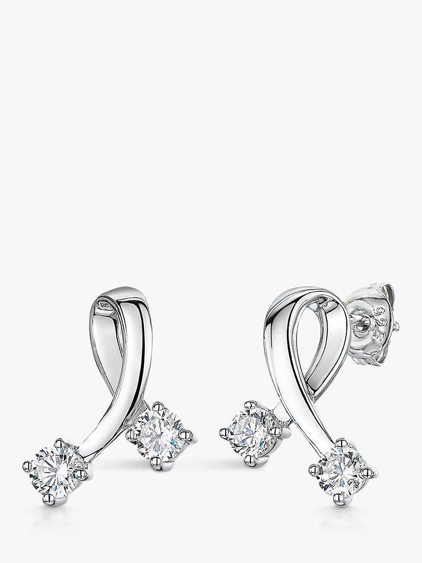 Jools by Jenny Brown Cubic Zirconia Kiss Stud Earrings, Silver