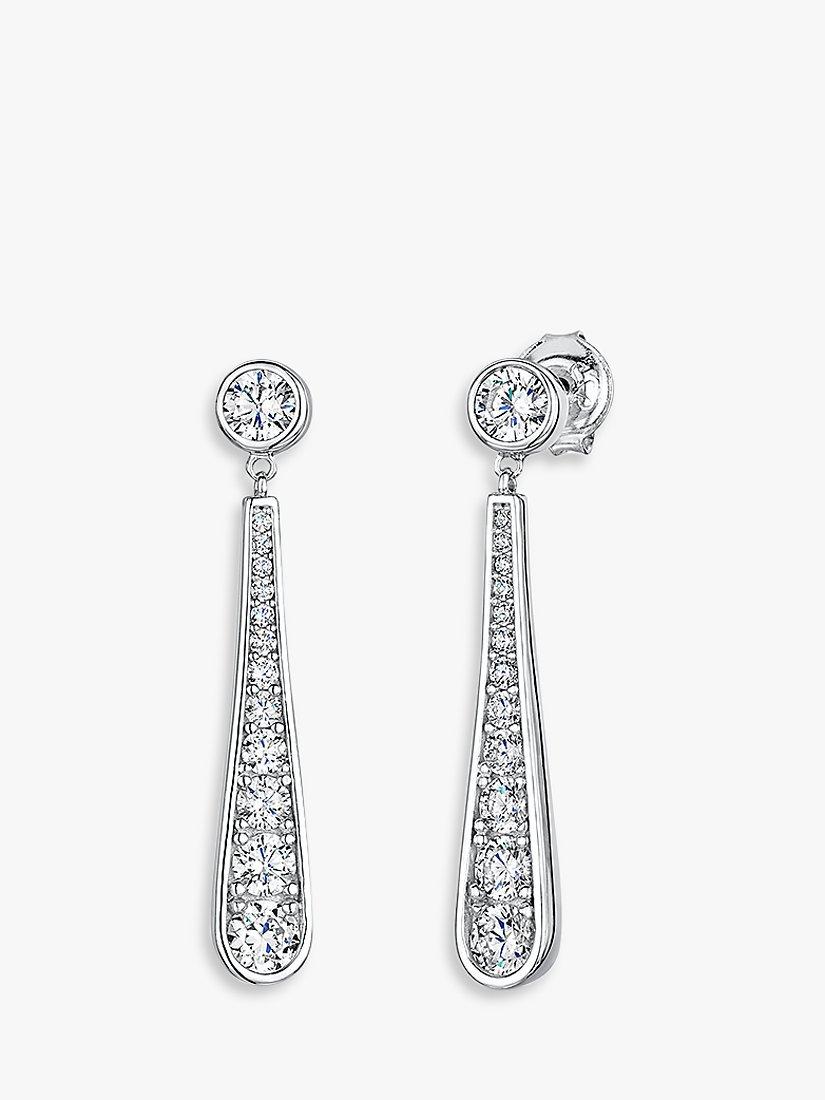 Jools by Jenny Brown Cubic Zirconia Teardrop Rubover Drop Earrings, Silver
