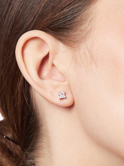 Jools by Jenny Brown Cubic Zirconia Square Stud Earrings, Silver/Clear - view 2, Silver