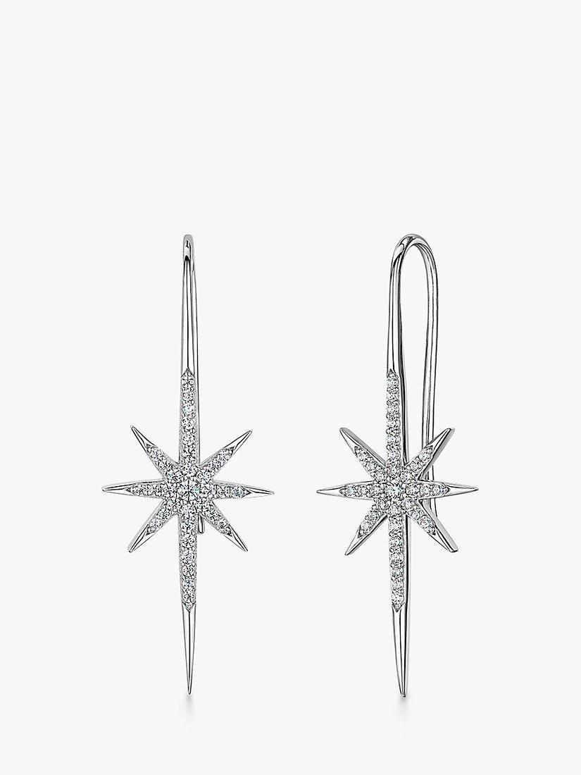 Jools by Jenny Brown Cubic Zirconia North Star Long Drop Earrings, Silver