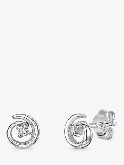 Jools by Jenny Brown Cubic Zirconia Twirl Stud Earrings, Silver