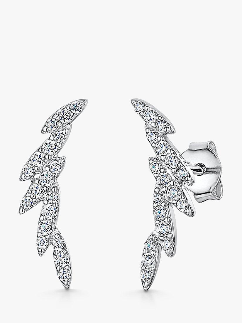 Product image 1 of 4, which shows Jools by Jenny Brown Cubic Zironia Climber Stud Earrings, Silver