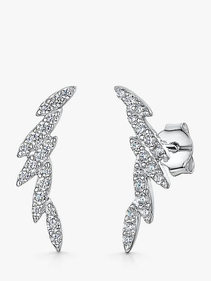 Jools by Jenny Brown Cubic Zironia Climber Stud Earrings, Silver, Silver