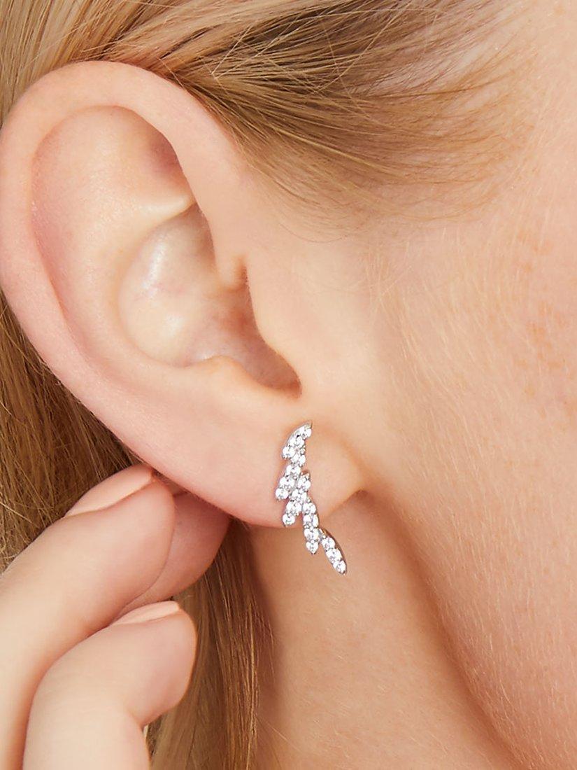 Product image 2 of 4, which shows Jools by Jenny Brown Cubic Zironia Climber Stud Earrings, Silver