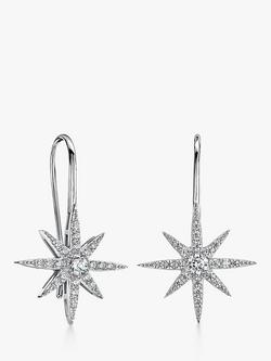 Jools by Jenny Brown Cubic Zirconia North Star Fishook Short Drop Earrings, Silver, Silver