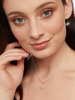 Jools by Jenny Brown Cubic Zirconia North Star Fishook Short Drop Earrings, Silver - view 2, Silver