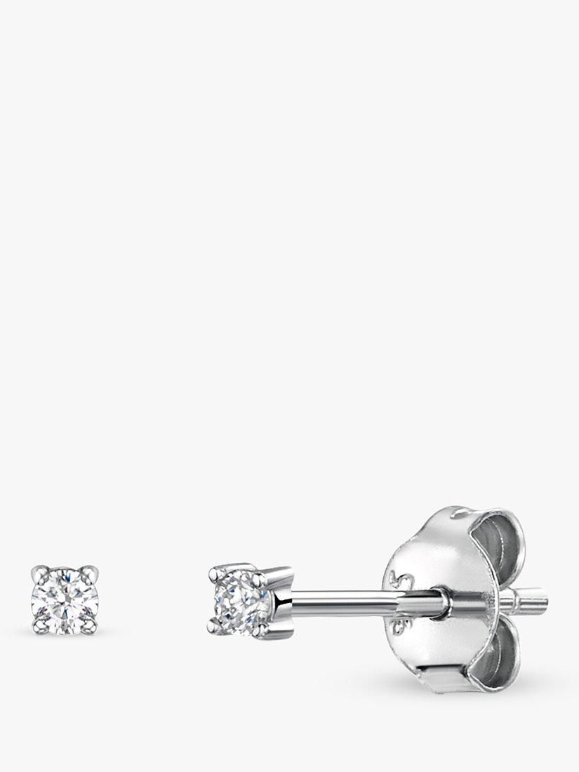 Product image 1 of 4, which shows Jools by Jenny Brown Single 2mm Cubic Zirconia Stud Earrings, Silver
