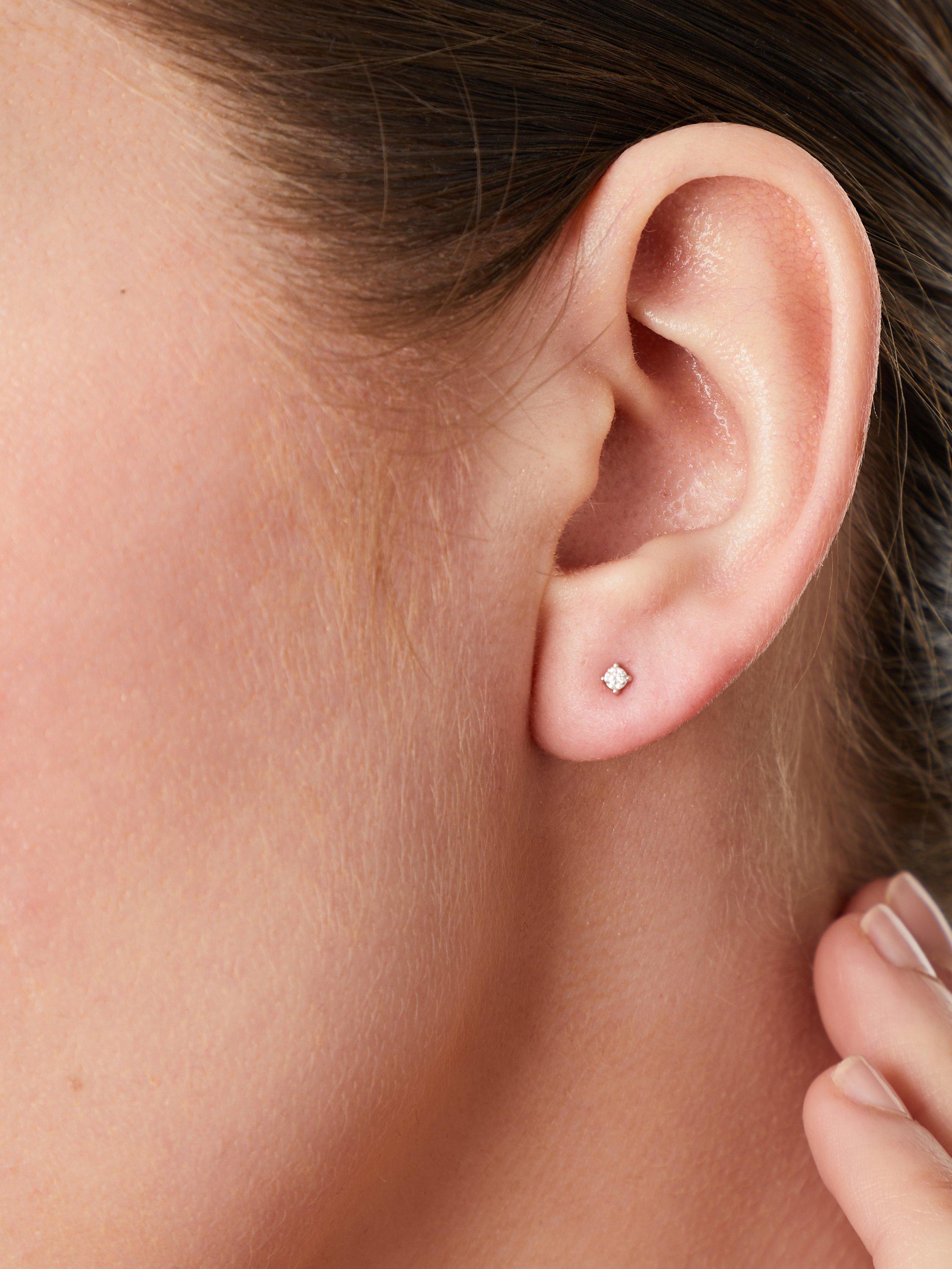 Product image 3 of 4, which shows Jools by Jenny Brown Single 2mm Cubic Zirconia Stud Earrings, Silver