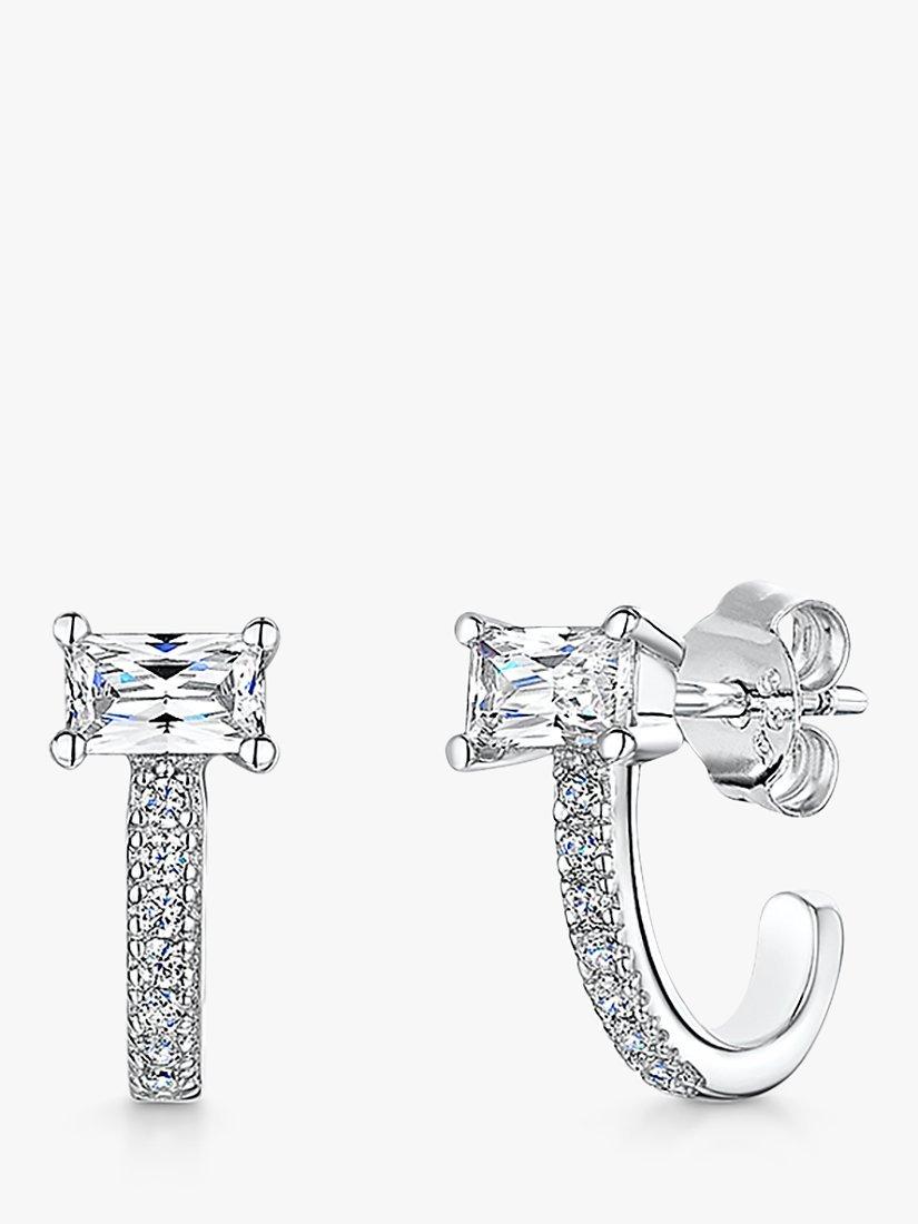 Product image 1 of 4, which shows Jools by Jenny Brown Princess Cut Huggie Hoop Earrings, Silver