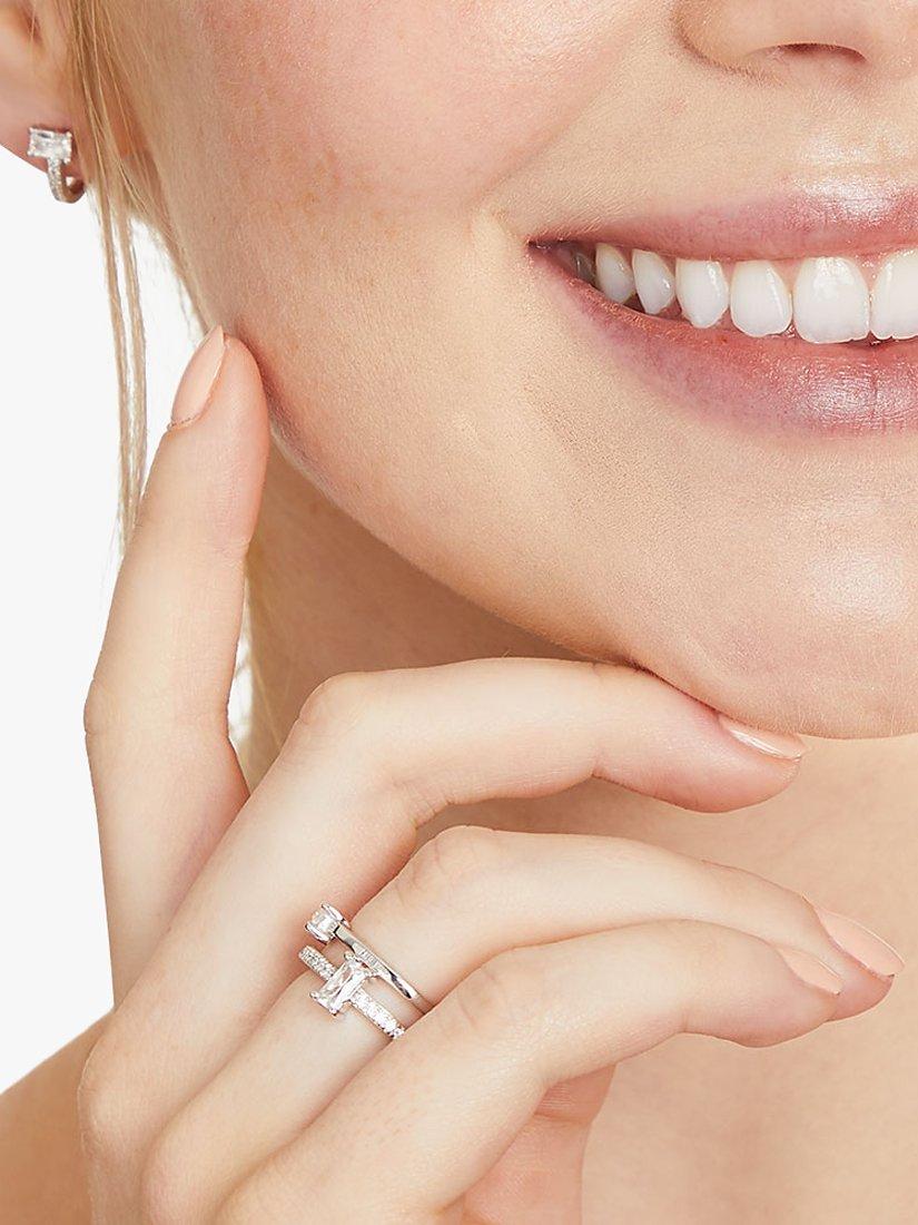 Product image 3 of 4, which shows Jools by Jenny Brown Princess Cut Huggie Hoop Earrings, Silver