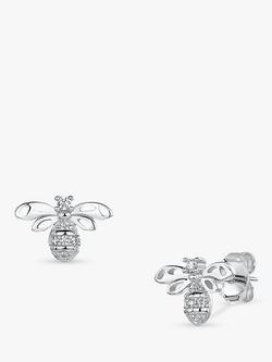 Jools by Jenny Brown Bee Cubic Zirconia Stud Earrings, Silver