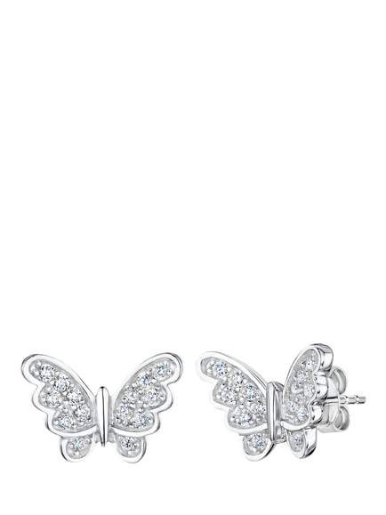 Jools by Jenny Brown Cubic Zirconia Butterfly Stud Earrings, Silver, Silver