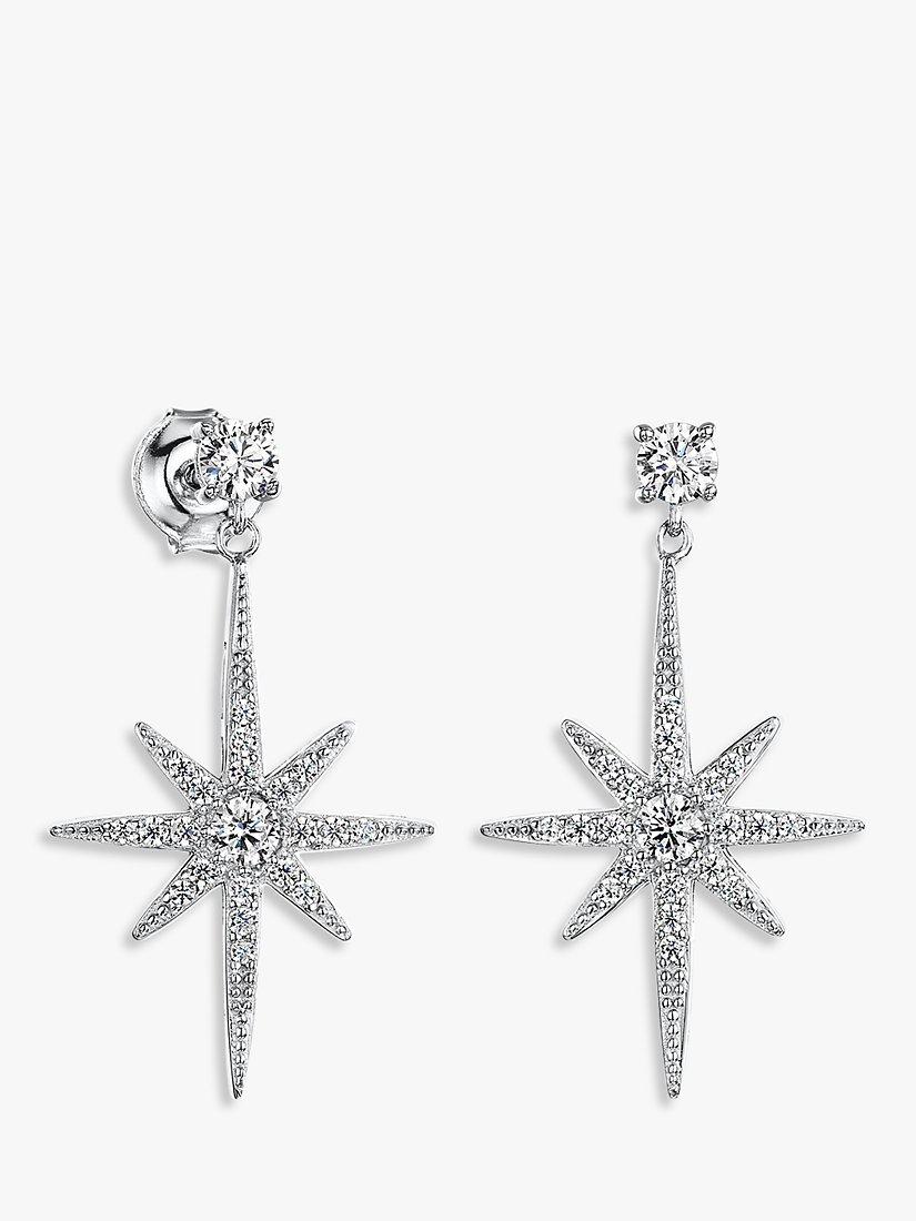 Product image 1 of 4, which shows Jools by Jenny Brown Cubic Zirconia North Star Short Drop Earrings, Silver