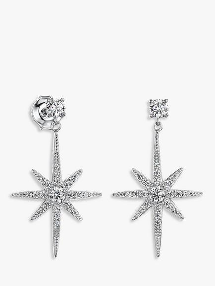 Jools by Jenny Brown Cubic Zirconia North Star Short Drop Earrings, Silver, Silver