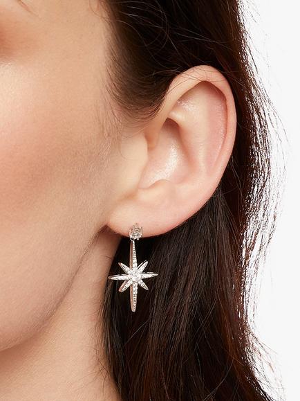 Jools by Jenny Brown Cubic Zirconia North Star Short Drop Earrings, Silver - view 2, Silver
