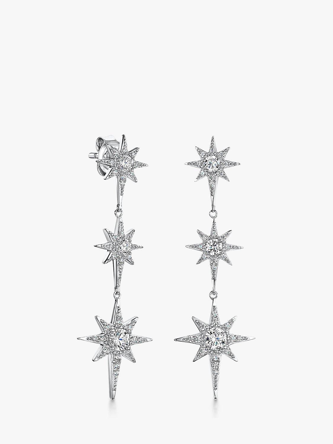 Jools by Jenny Brown Triple North Star Drop Earrings, Silver