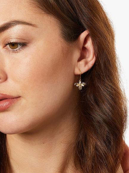 Jools by Jenny Brown Bee Cubic Zirconia Drop Earrings - view 2, Gold