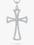 Jools by Jenny Brown Cubic Zirconia Pave Open Cross Pendant, Silver