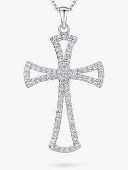 Jools by Jenny Brown Cubic Zirconia Pave Open Cross Pendant, Silver, Silver