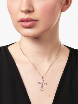 Jools by Jenny Brown Cubic Zirconia Pave Open Cross Pendant, Silver - view 2, Silver