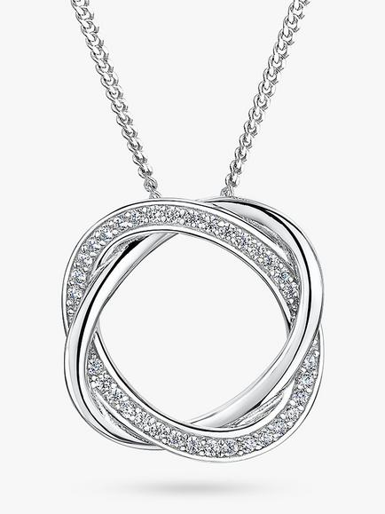 Jools by Jenny Brown Open Twisted Circle Pendant Necklace, Silver, Silver
