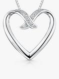 Jools by Jenny Brown Cubic Zirconia Open Heart Pendant Necklace, Silver