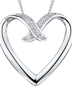 Jools by Jenny Brown Cubic Zirconia Open Heart Pendant Necklace, Silver, Silver