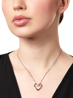 Jools by Jenny Brown Cubic Zirconia Open Heart Pendant Necklace, Silver - view 2, Silver