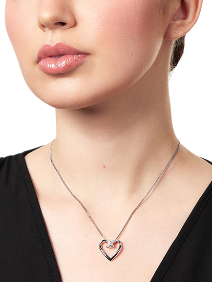 Jools by Jenny Brown Cubic Zirconia Open Heart Pendant Necklace, Silver - view 2, Silver