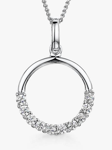 Jools by Jenny Brown Half Cubic Zirconia Circle Pendant Necklace, Silver, Silver