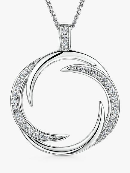 Jools by Jenny Brown Swirl Effect Pendant Necklace, Silver, Silver