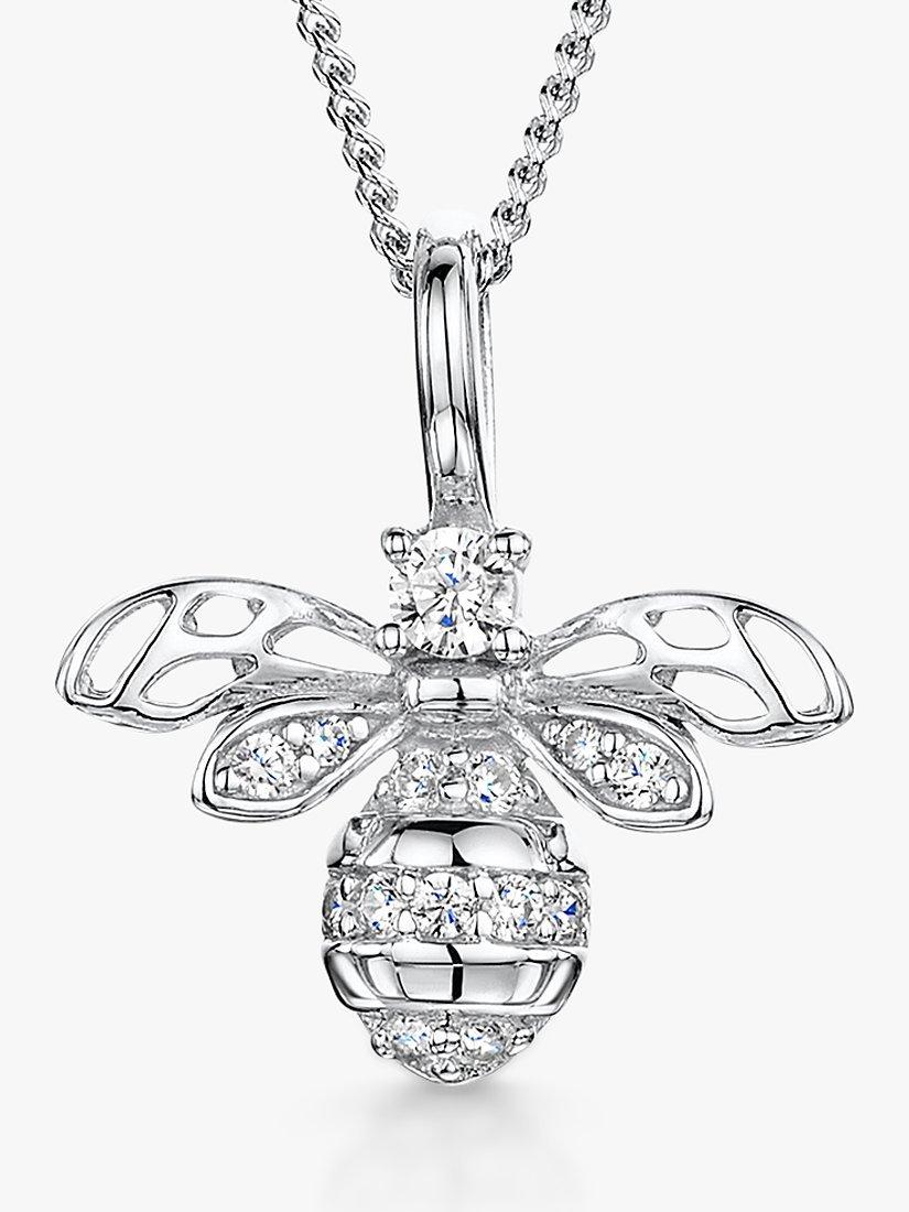 Product image 1 of 4, which shows Jools by Jenny Brown Cubic Zirconia Small Bee Pendant Necklace, Silver