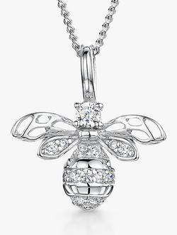 Jools by Jenny Brown Cubic Zirconia Small Bee Pendant Necklace, Silver