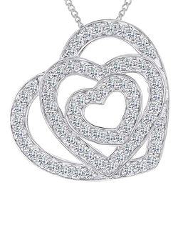 Jools by Jenny Brown Triple Heart Cubic Zirconia Pendant Necklace, Silver, Silver