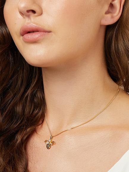Jools by Jenny Brown Cubic Zirconia Large Bumble Bee Pendant Necklace - view 2, Gold/Black