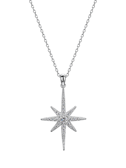 Jools by Jenny Brown Cubic Zirconia Fine North Star Pendant Necklace, Silver, Silver