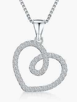 Jools by Jenny Brown Cubic Zirconia Open Twisted Heart Pendant Necklace, Silver, Silver
