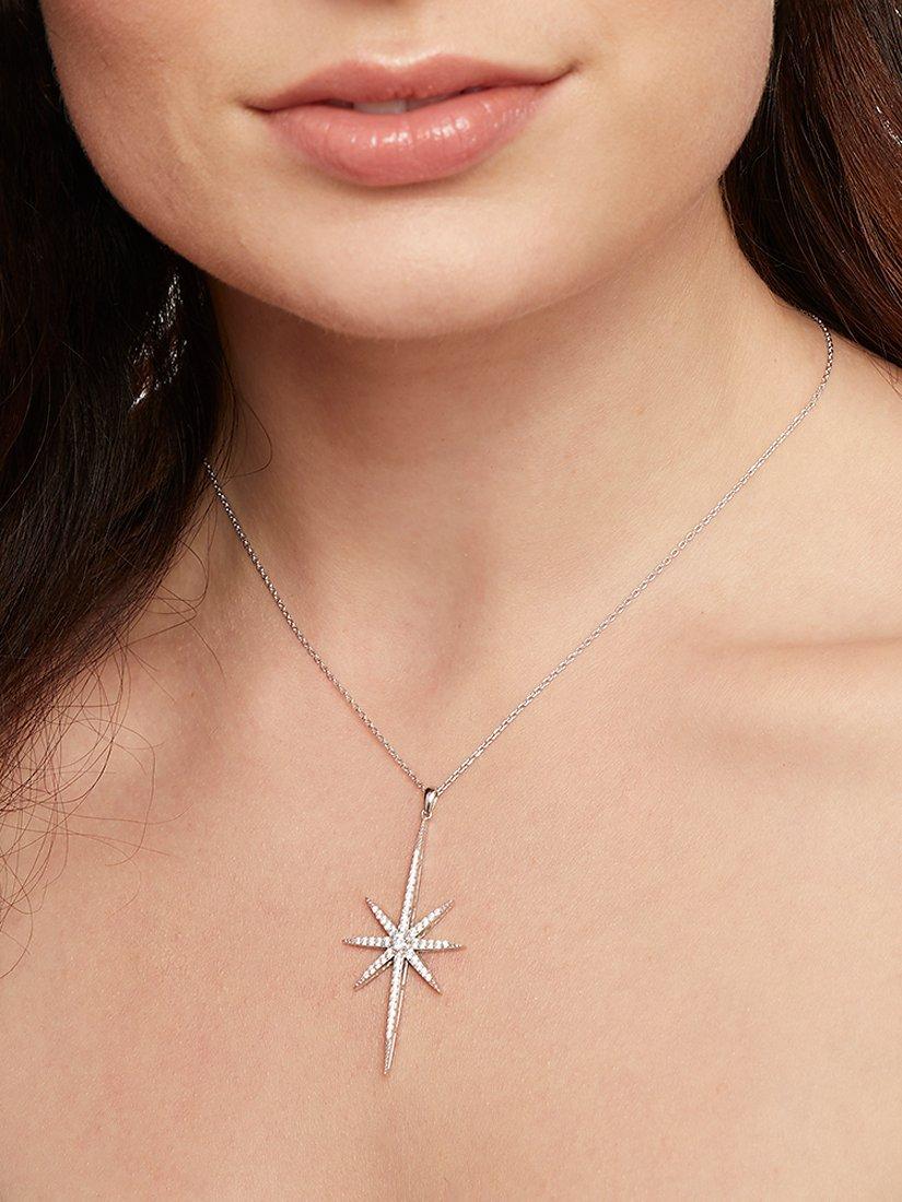 Product image 2 of 4, which shows Jools by Jenny Brown Cubic Zirconia Long North Star Pendant Necklace, Silver