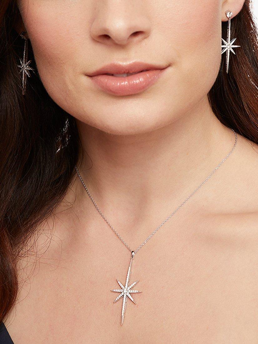 Product image 3 of 4, which shows Jools by Jenny Brown Cubic Zirconia Long North Star Pendant Necklace, Silver