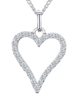 Jools by Jenny Brown Cubic Zirconia Pave Heart Pendant Necklace, Silver, Silver