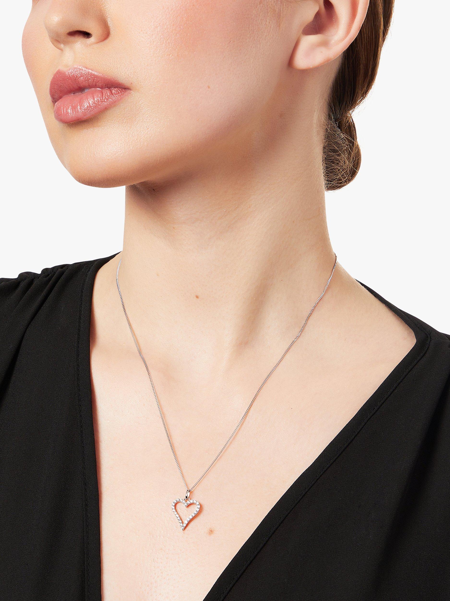 Product image 2 of 4, which shows Jools by Jenny Brown Cubic Zirconia Pave Heart Pendant Necklace, Silver