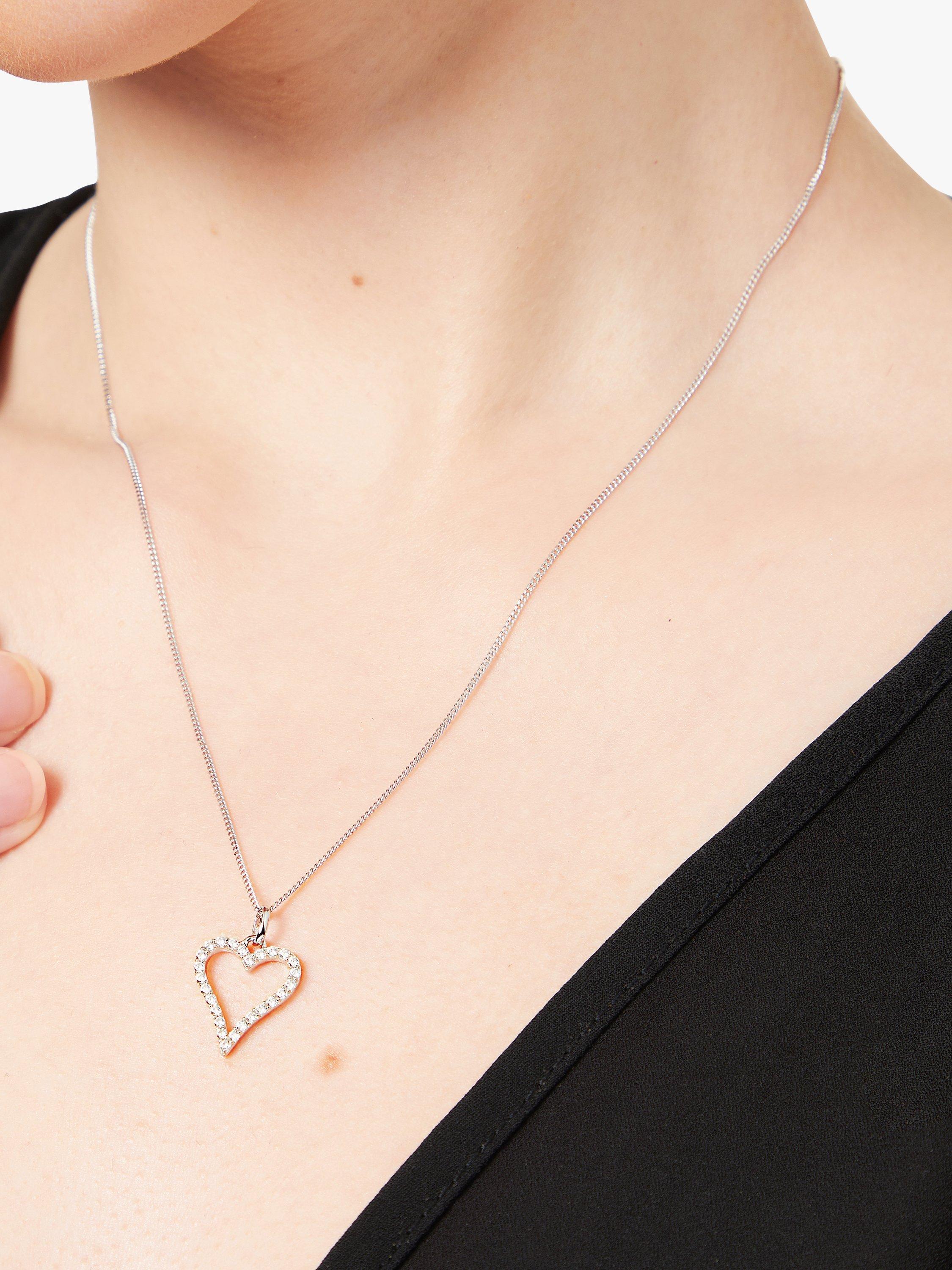 Product image 3 of 4, which shows Jools by Jenny Brown Cubic Zirconia Pave Heart Pendant Necklace, Silver